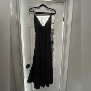 Plunge Vneck Black Maxi Dress